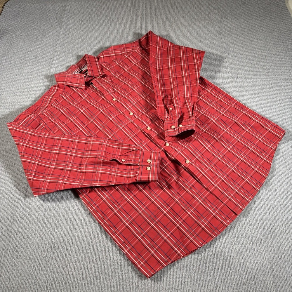 Ariat Pro Series Button Down Shirt Mens Size XL Red Plaid Long‎ Sleeve Rodeo